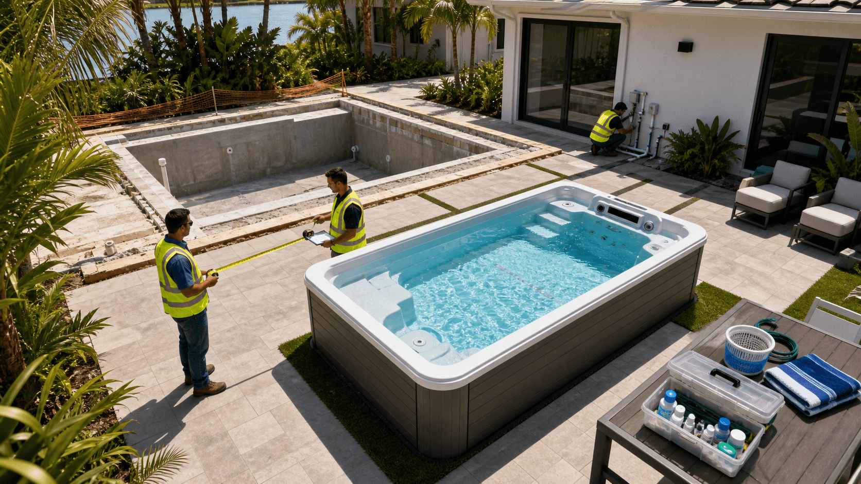 Swim Spa vs Traditional Pool in Miami: Cost, Permits, Space & Maintenance
